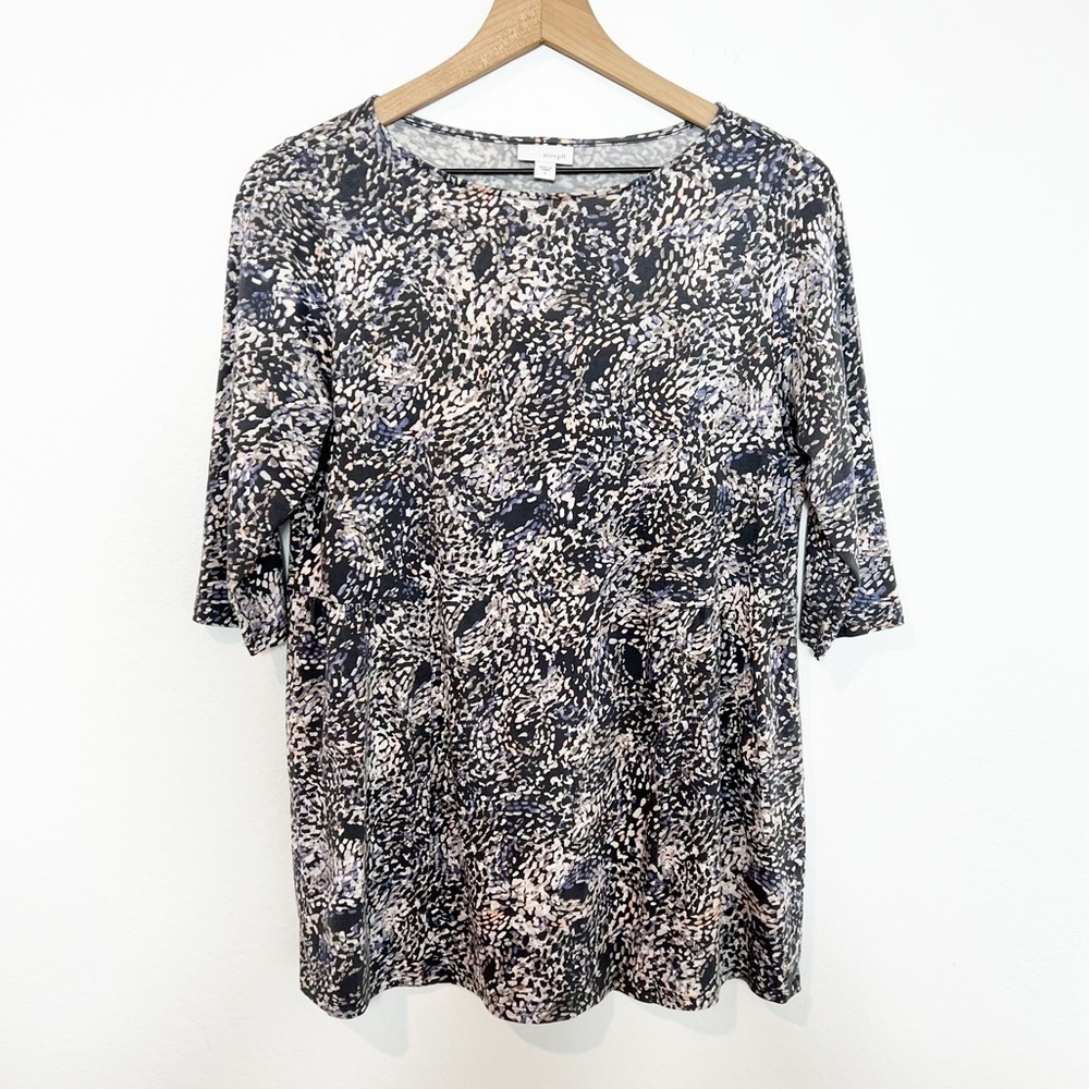 PURE J. JILL GREY WHITE MULTICOLOR WOMEN SMALL BLOUSE